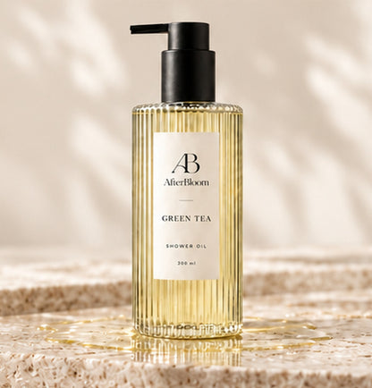 AfterBloom Green Tea shower oil 300ml bottle